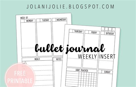 printable bullet journal   pages jolani jolie