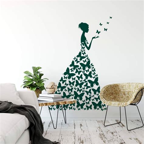 lady with butterflies wall sticker wall