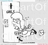 Rushing Girl Clipart Bathroom Illustration Line Little Rf Royalty Toonaday Clip sketch template