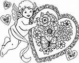 Coloring Pages Cupid Heart Valentines Choose Board Valentine sketch template