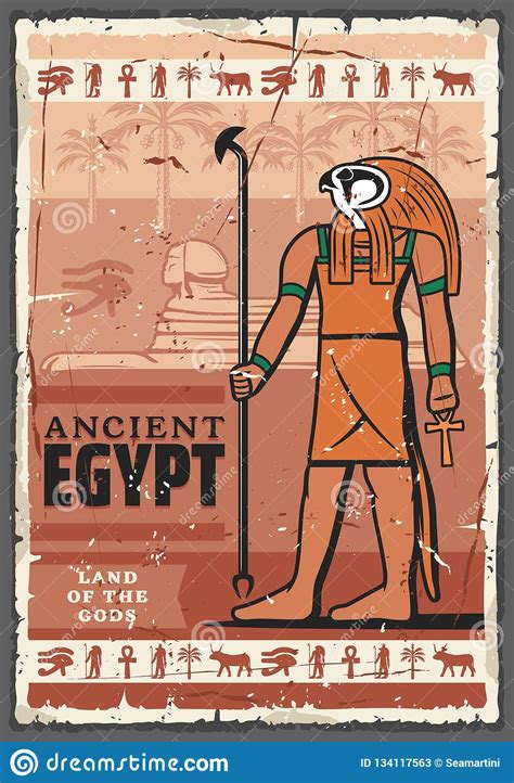Ancient Egypt Horus God Hieroglyphics Religion Stock