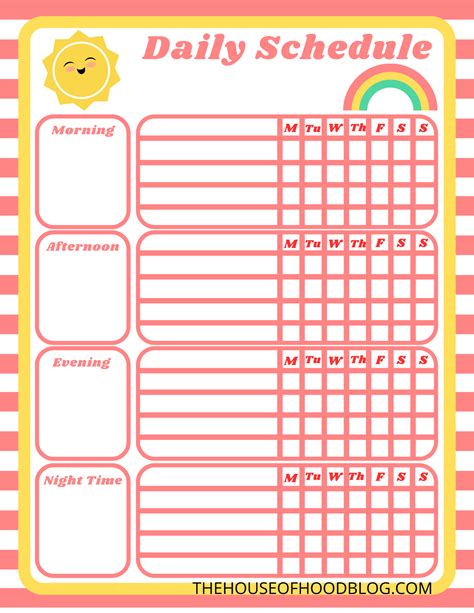 daily schedule printable   kids
