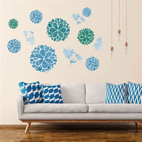 elegant flower pattern wall stickers removable peel  stick wall