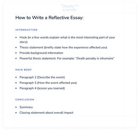 write  reflective essay  detailed overview