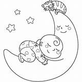 Coloring Baby Sleeping Moon Pages Kitten Drawing Printable Sheet Babies Getdrawings Getcolorings Ba Procoloring sketch template
