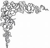 Flowers Outlines Coloring Flower Border Clip Popular sketch template