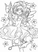 Sakura Coloring Pages Cardcaptor Anime Card Manga Kinomoto Color Print Clear Coloring2print sketch template