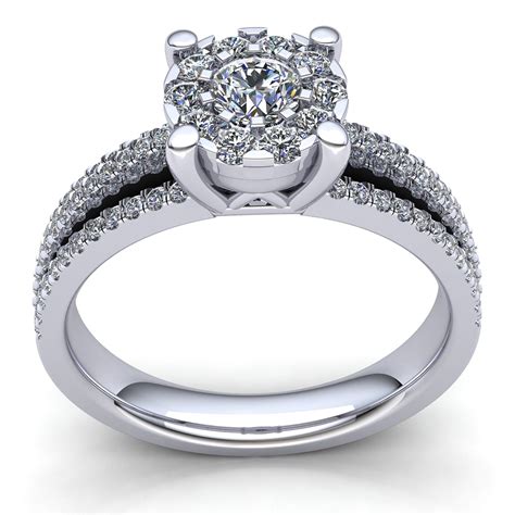natural ctw  cut diamond ladies cluster bridal engagement ring