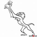 Lion King Simba Rafiki Holding Draw Drawing Characters Cartoons Step sketch template
