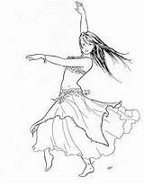 Dance Belly Skirt Draw Dancer Accent Drawing Dancing sketch template