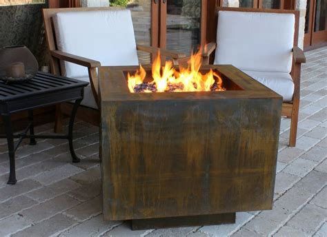 Cor Ten 30 Square Fire Pit With Hidden Propane Tank