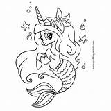 Mermaid Coloring Pages Kids Unicorn Printable Mermaids Minds Sparkling sketch template