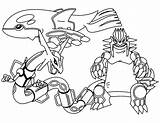 Pokemon Coloring Legendary Pages Groudon Kyogre Rayquaza Kids sketch template