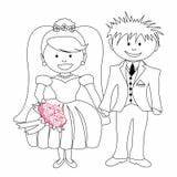 Birthday Coloring Happy Groom Bride Cartoon Wedding Illustration Stock Card Kids sketch template