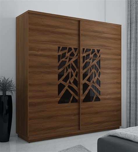 buy kosmo autumn wardrobe   sliding doors  walnut bronze woodpore melamine finish