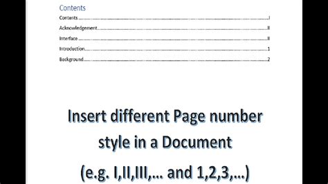 insert  page number formats   document youtube