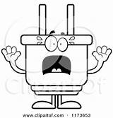 Plug Clipart Screaming Mascot Electric Cartoon Cory Thoman Outlined Coloring Vector 2021 sketch template