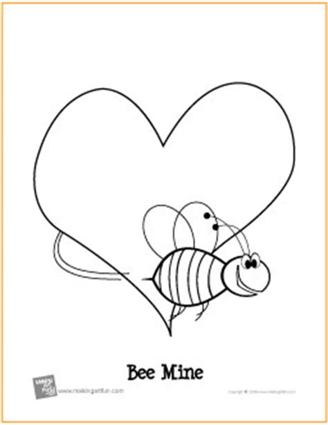 bee  valentines day  printable coloring page