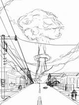 Drawing Bomb Atomic Explosion Nuclear Sketch Paintingvalley sketch template