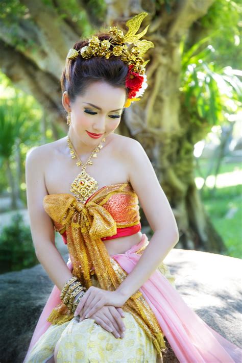 portrait thai woman with modern thai dress beautiful thai women