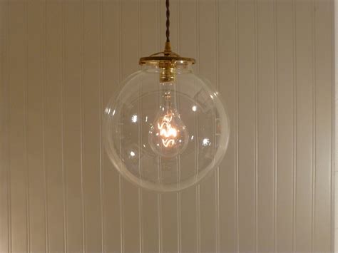 Brass Pendant Light With A 10 Inch Clear Glass Globe 118 00 Via Etsy