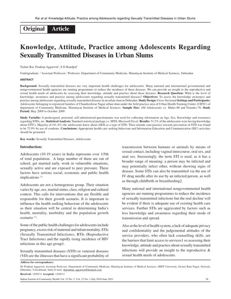 pdf knowledge awareness practice among adolescents regarding