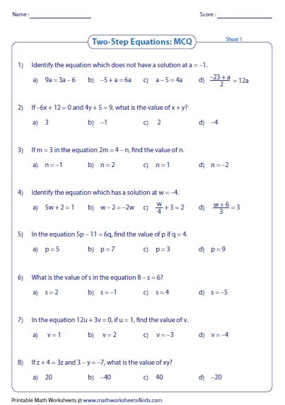 identify  correct  step equation algebra equations worksheets