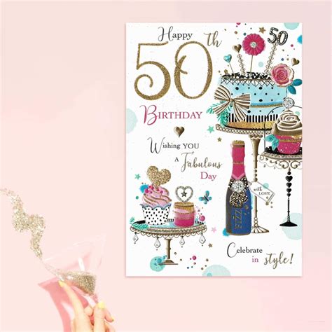 50th Wishing You A Happy 50th Birthday Card 50 Fifty Fiftieth Lady
