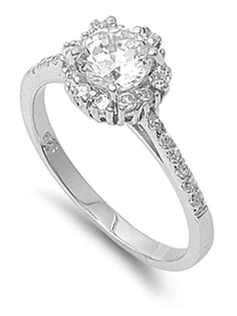 Sac Silver Sterling Silver Womens Clear Cz Engagement Ring Wholesale