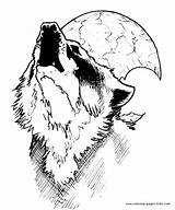 Wolf Coloring Pages Printable Wolves Color Moon Animal Kids Sheets Adult Howling Print Baby Adults Colouring Found Drawing Stencil Book sketch template
