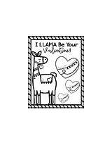 Coloring Sheets Llama Valentine sketch template