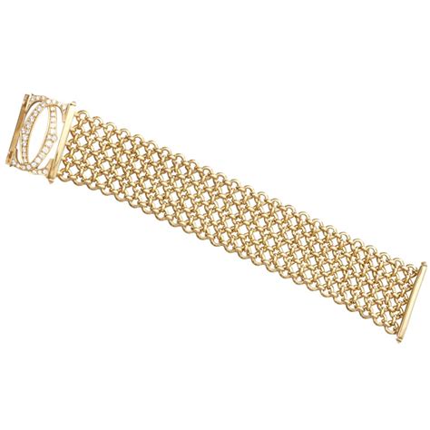 cartier penelope diamond gold double c 5 row bracelet at 1stdibs