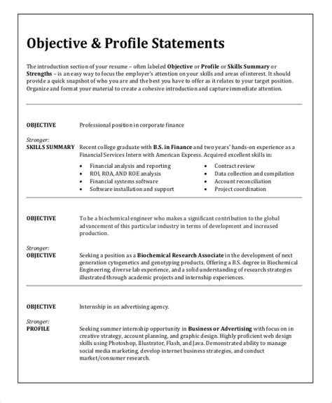 sample resume objective templates  ms word