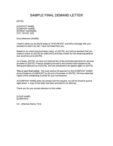 strong demand letter templates  samples templatelab