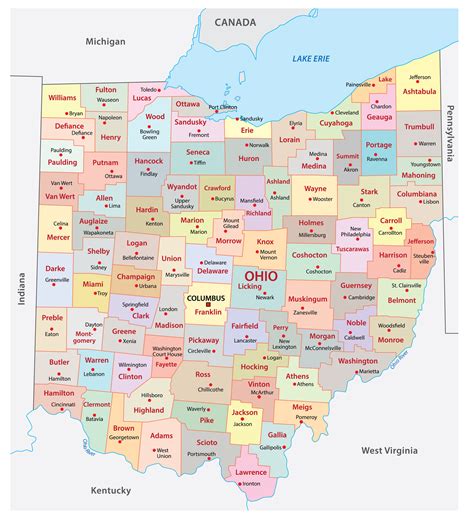 ohio county map printable