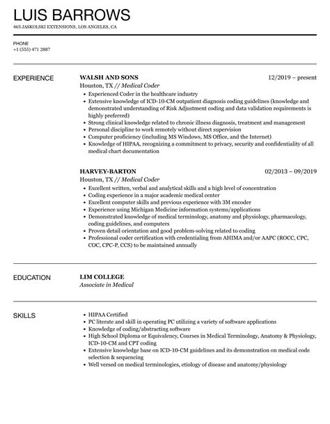 resume templates  medical billing  coding resmud riset