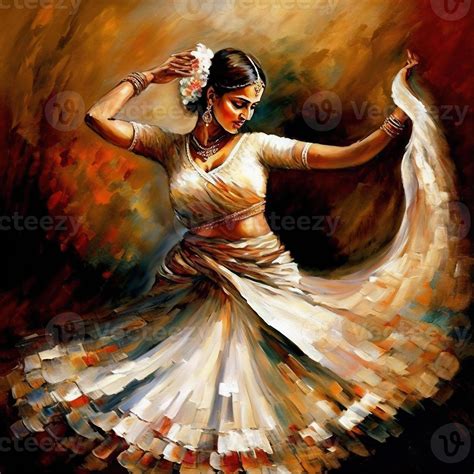 beautiful kathak dance painting fine art generative ai  stock