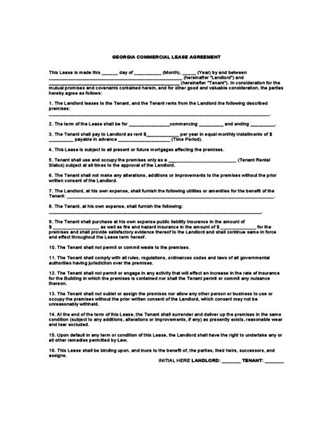 georgia commercial lease agreement form