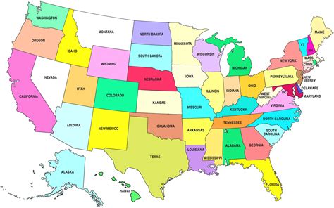 printable labeled map   united states