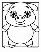 Pig Coloring Pages Cute Animal Pigs Outline Color Print Face Kids Sheet Template Drawing Flying Printable Colouring Templates Funny Bellied sketch template