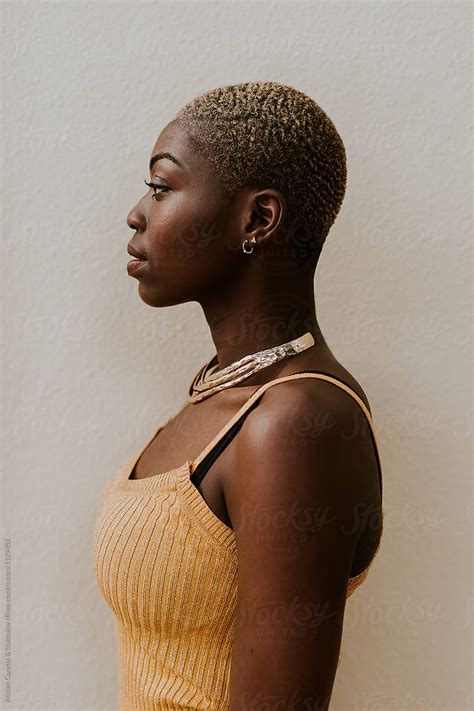 side profile portrait   beautiful black woman  stocksy