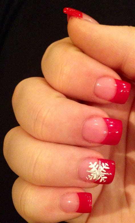 pin  tara speak  nails red acrylic nails french tip nail designs xmas nails