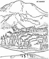 Coloring Pages Park Mountains National Arbor Mountain Mount Printable Mt Rainier Nature Glacier Sheets Smoky Trees Washington Parks Adult Tree sketch template