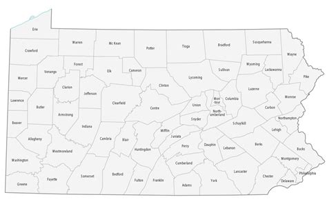 printable county map  pennsylvania