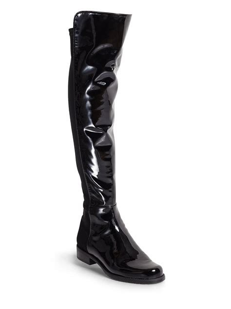 Lyst Stuart Weitzman 5050 Stretch Patent Leather Over The Knee Boots