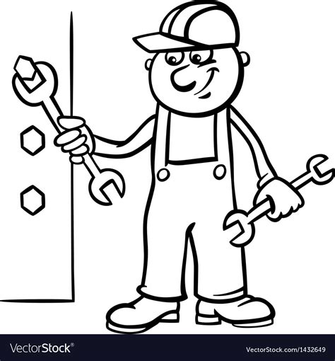 worker  wrench coloring page royalty  vector image