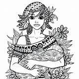 Coloring Pages Mother Baby Child Doodle Mom Breastfeeding Motherhood Colouring Adult Zentangle Printable Colour Line Series Color Mandala Getcolorings Illustration sketch template