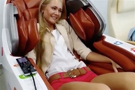 woman has crazy reaction to massage chair in shocking