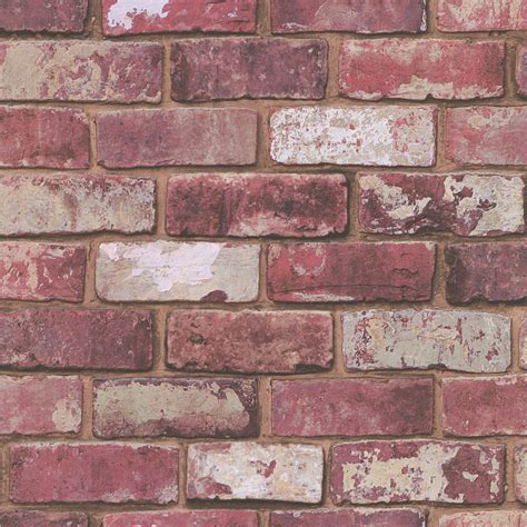 graham brown fresco red brick wallpaper departments diy  bq