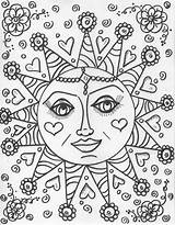 Coloring Pages Hippie Sun Own Book Adult Moon Cool Drawing Sheets Library Clipart Printable Color Aesthetic Easy Designs Moons Suns sketch template